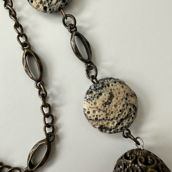 Georguose versatile sweater necklace w. Real Amber Stones - Picture 5 of 9